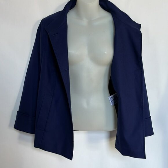 Escada Indigo Blue Coat Jacket with Golden Buttons Front Pockets Size L - Picture 12 of 15
